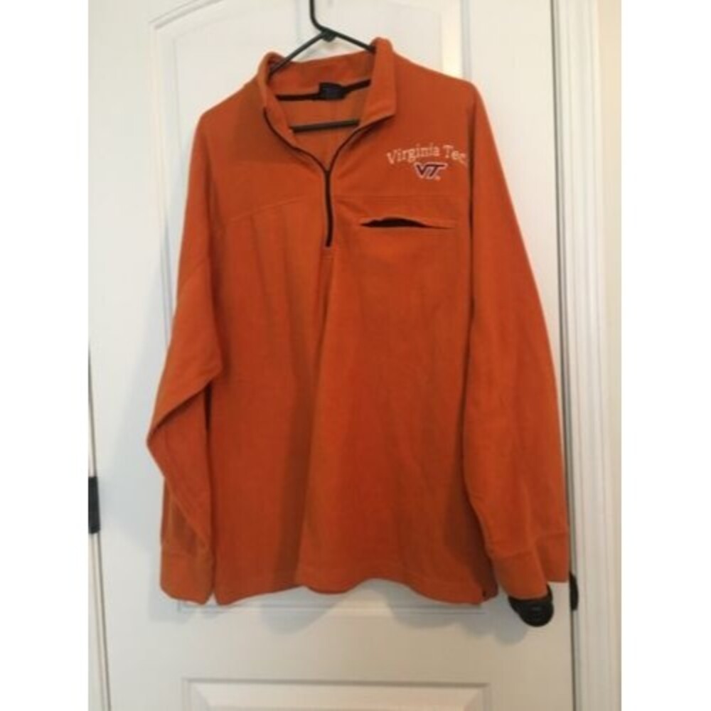 NCAA Virginia Tech Hokies Men's Orange Fleece 1/4 Zip Pullover Jacket Size XL